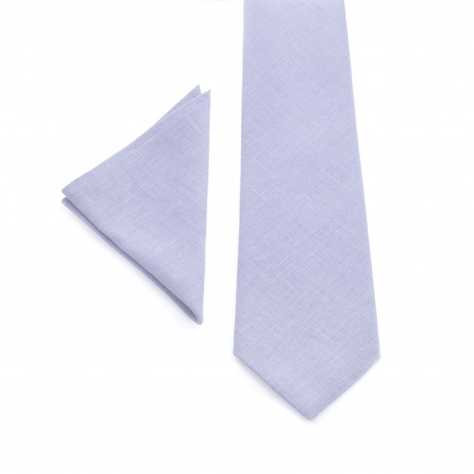 Linen light purple (iris) bow tie and pocket square