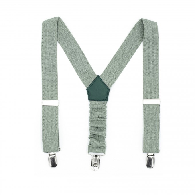 Linen dusty sage bowtie and suspenders