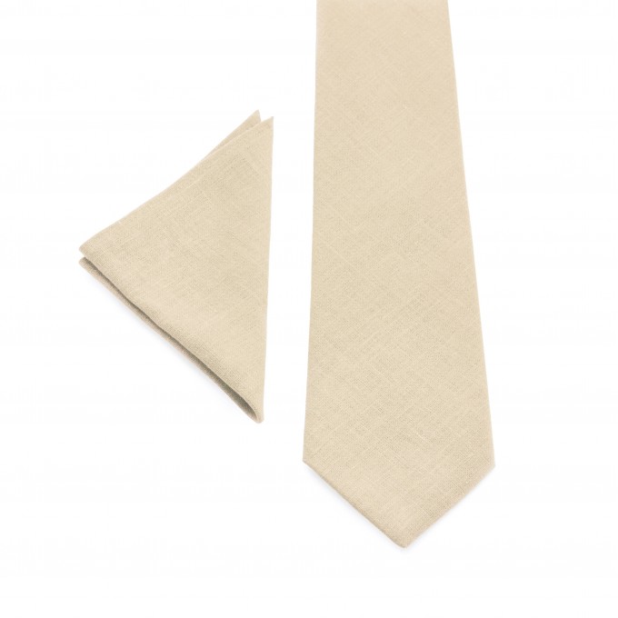 Beige (champagne) neck ties and suspenders