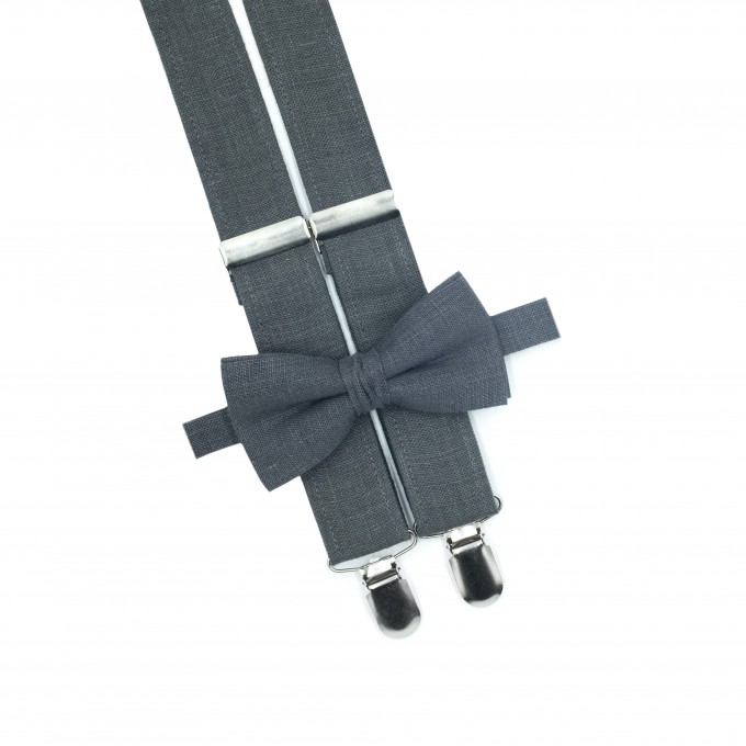 Charcoal gray (pewter/steel gray) necktie and suspenders