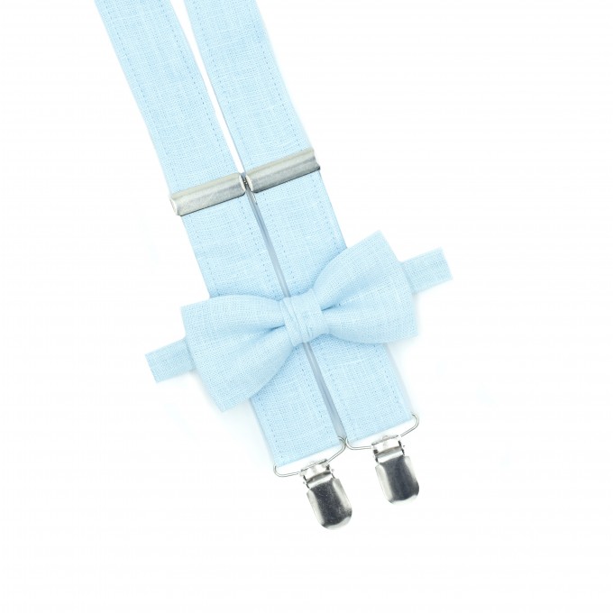 Linen light blue (ice blue) bow tie