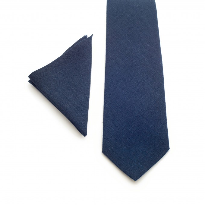 Navy blue (midnight/dark navy) necktie and suspenders