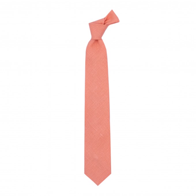 Linen coral bow tie and pocket square