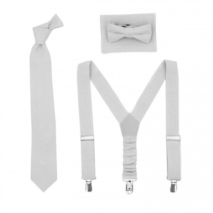 Line light gray bow tie and pocket square