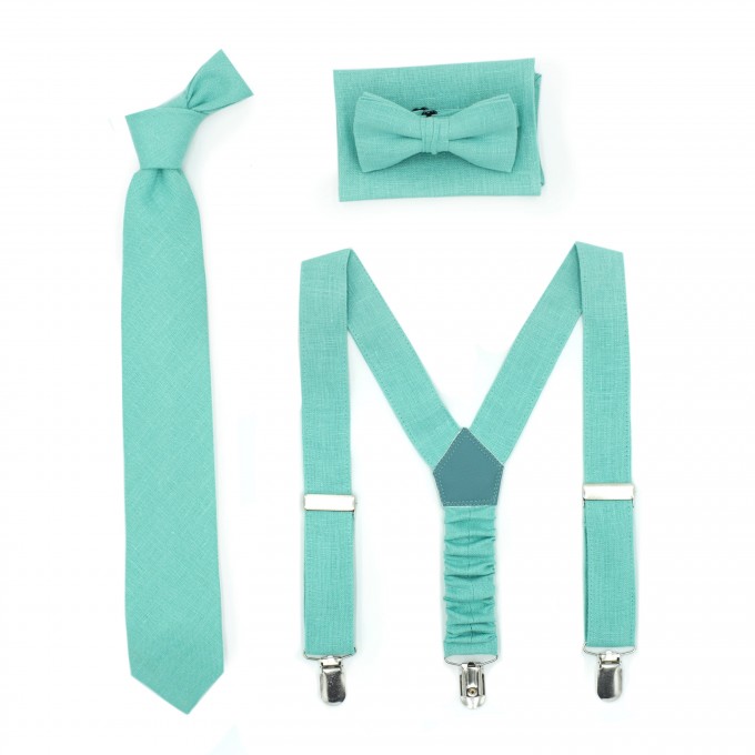 Linen mint (spa) bow tie and pocket square