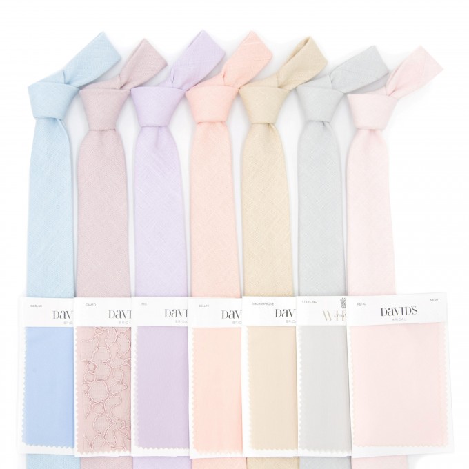 Linen petal pink tie and suspenders