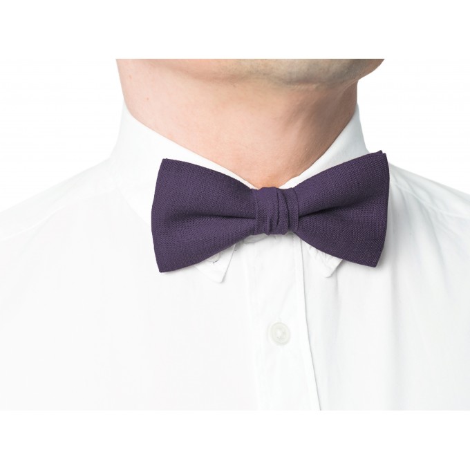 Linen plum bow tie and suspenders