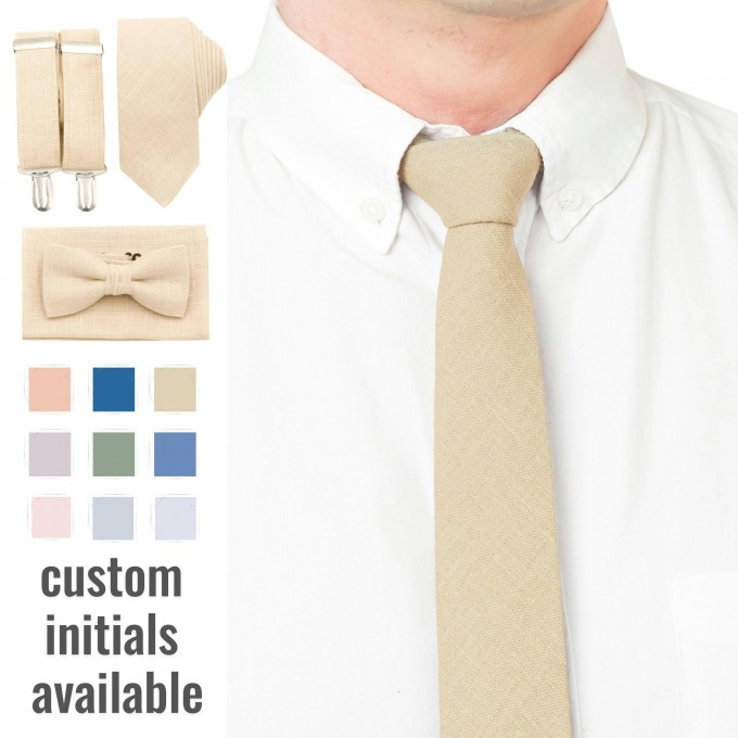 Linen beige (champagne) tie