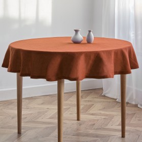 Burnt orange linen tablecloth07 in square, rectangle shape 