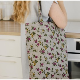 Natural floral tote bag