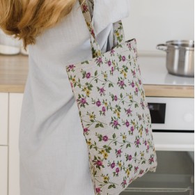 Natural floral tote bag