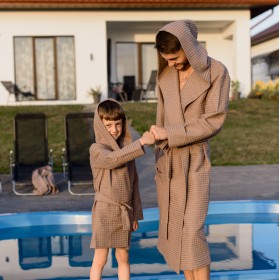 Tan waffle bathrobe for boys and girls