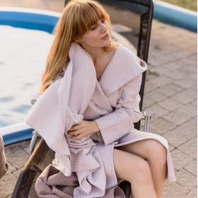 Blush pink women waffle bathrobe