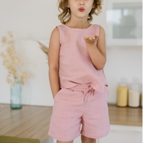 Dusty rose girls pajama - sleeveless top and shorts set