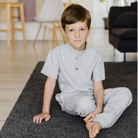 Light gray boys pajama - t-shirt and pants set