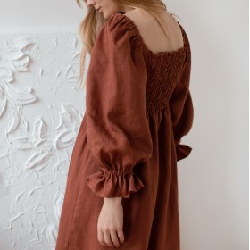 Cinnamon smock dress Baila in midi length