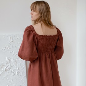 Cinnamon smock dress Baila in midi length