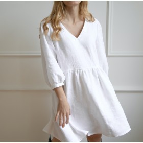 White loose fit v-neck dress Zoie