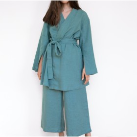 Sea blue kimono Kim & culottes Kami set for women