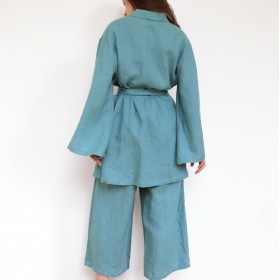 Sea blue kimono Kim & culottes Kami set for women