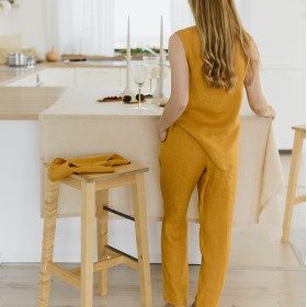 Mustard casual drawstring pants Erin with pockets