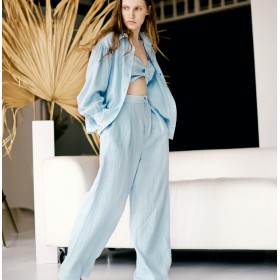 Light blue pleated palazzo pants Blanca