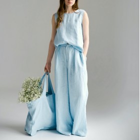 Light blue pleated palazzo pants Blanca