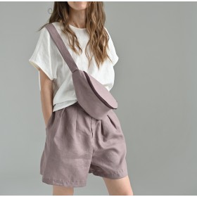 Tan high waisted pleated shorts Bea with pockets