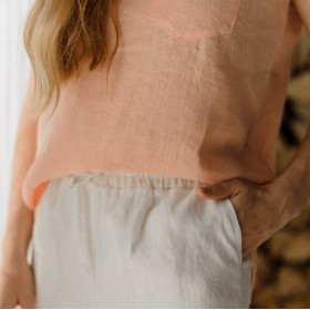 Peach scoop neck crop top Doris