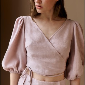 Blush pink wrap blouses crop top Fay