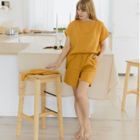 Mustard short sleeve t-shirt top Ester